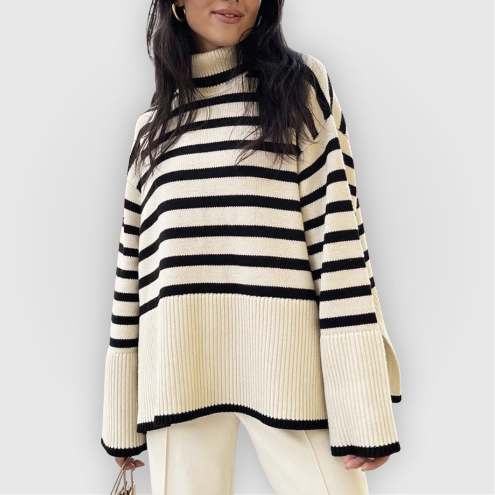 Kynesia | Oversized Striped Turtleneck Sweater