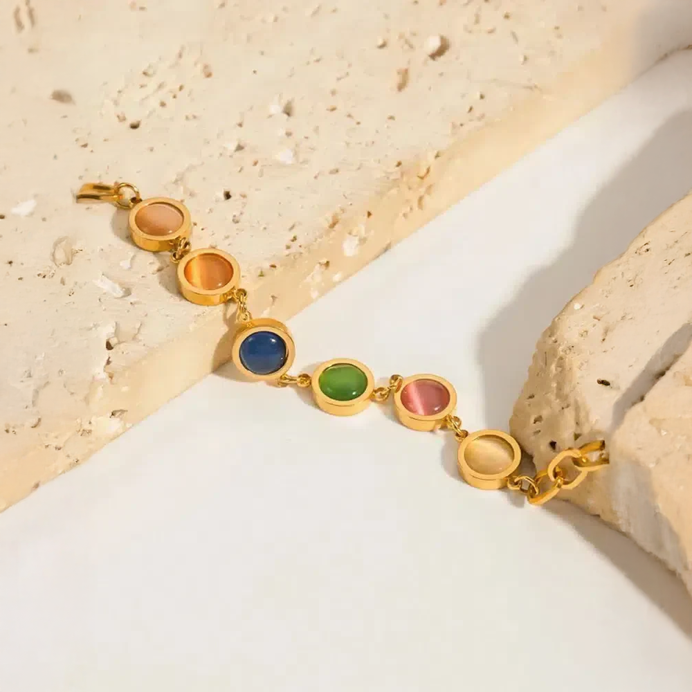 Taryana | Gold Bracelet with Colorful Stones