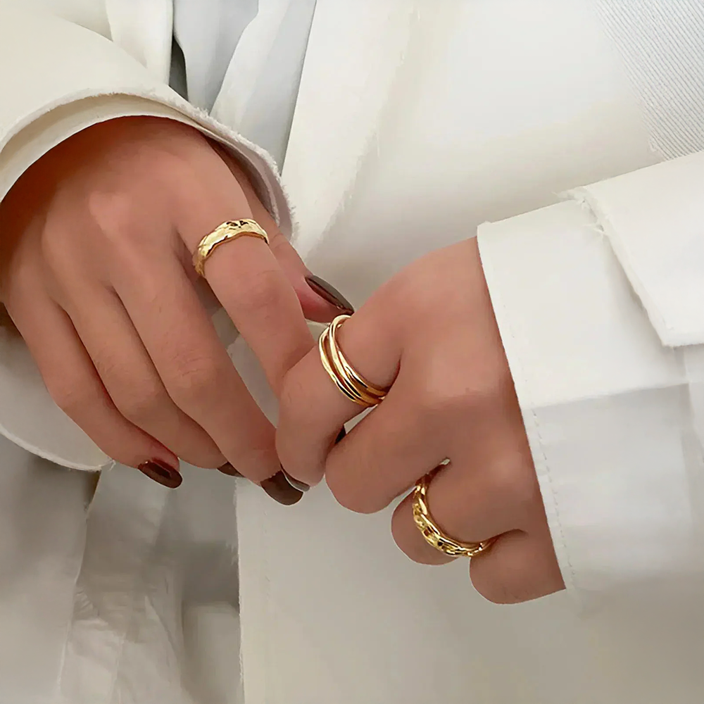 Auralie | Trio of Twisted Rings in Timeless Style