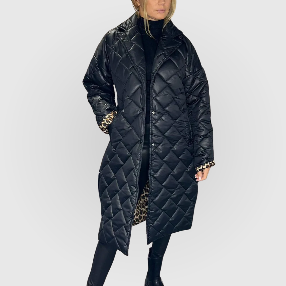 Anais | Quilted Coat with Leopard Lining