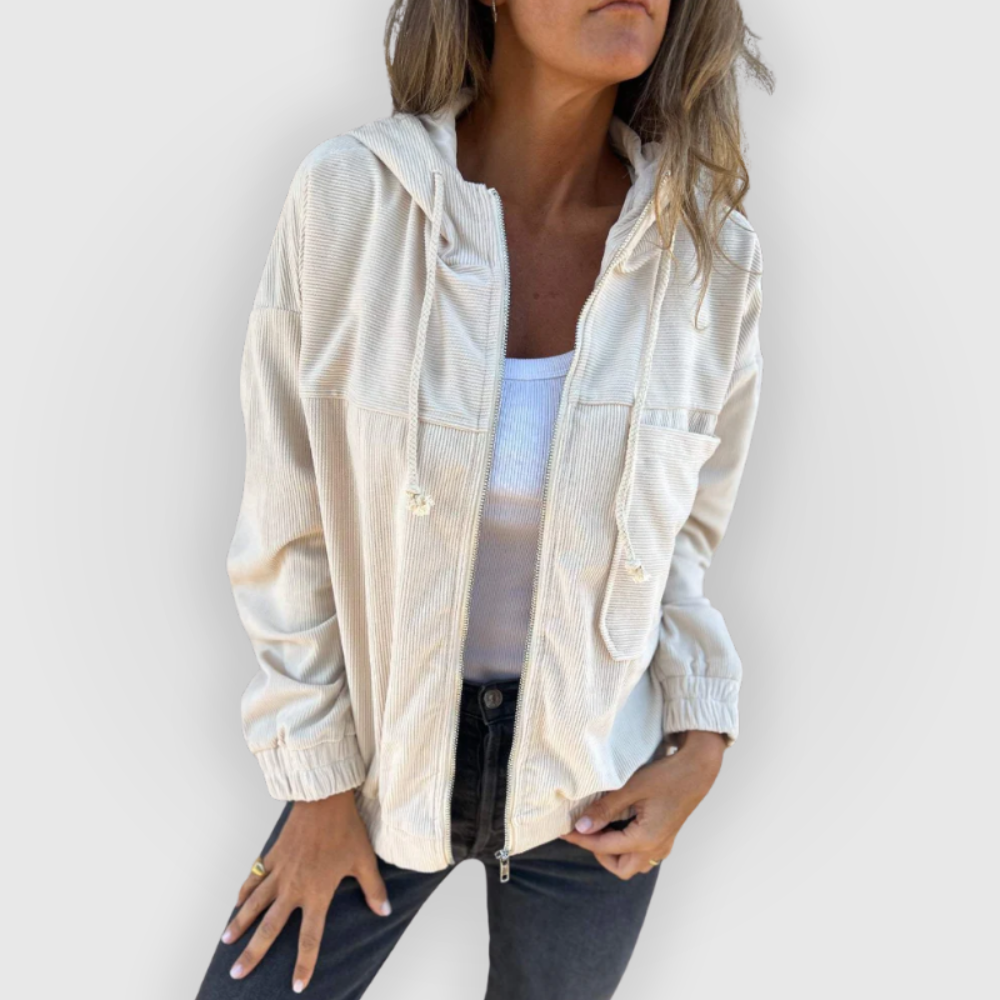 Ella | Cord Jacket with Hood and Zipper