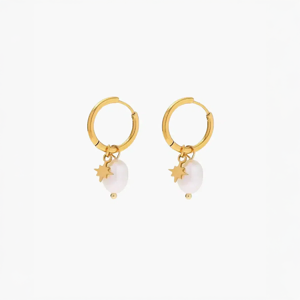 Palméra | Earrings with Star and Freshwater Pearls