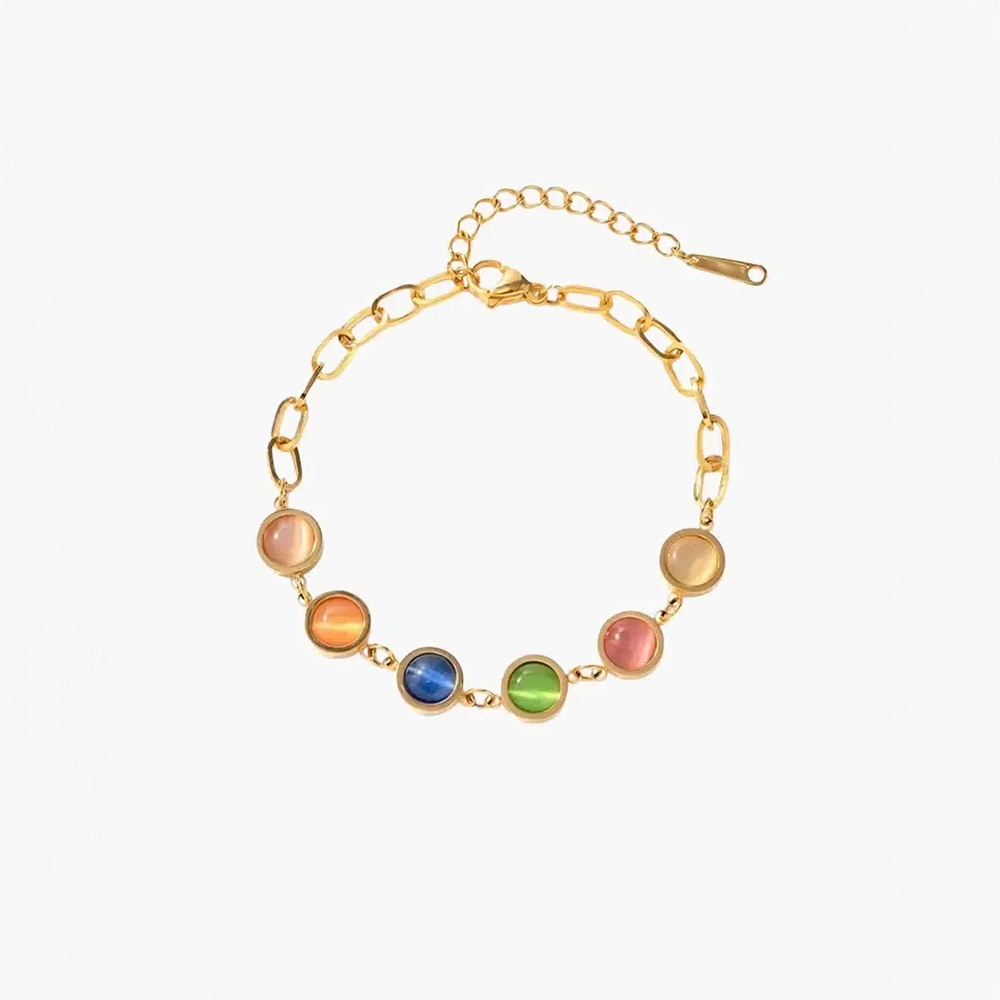 Taryana | Gold Bracelet with Colorful Stones