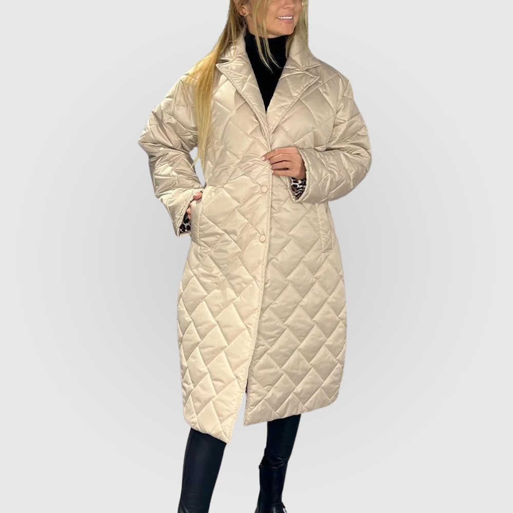 Anais | Quilted Coat with Leopard Lining