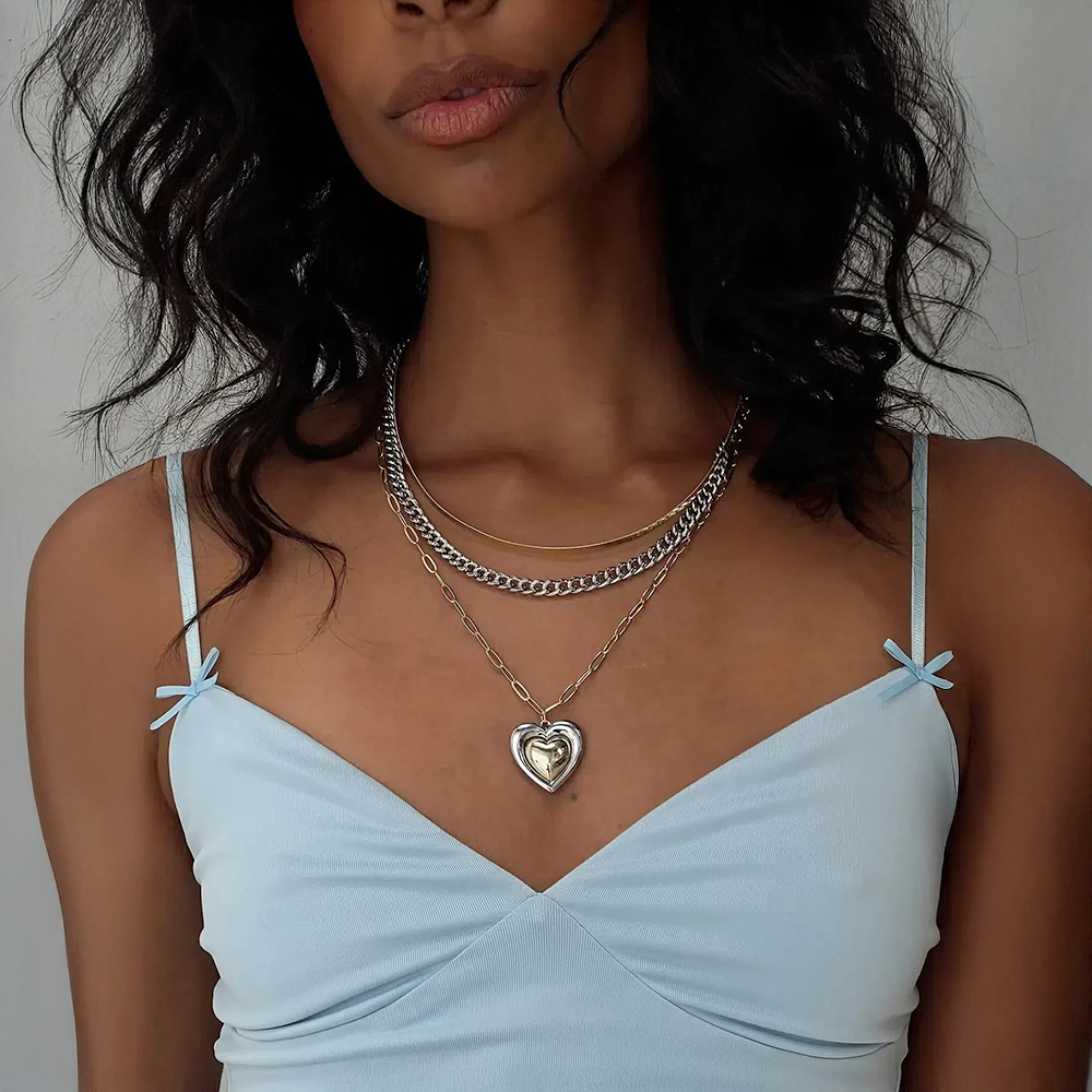 Faelya | Set of multi-layered necklaces in a two-tone design