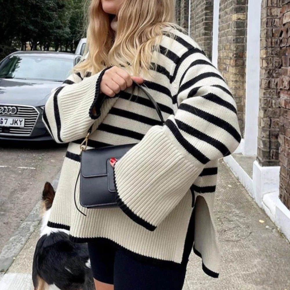 Kynesia | Oversized Striped Turtleneck Sweater