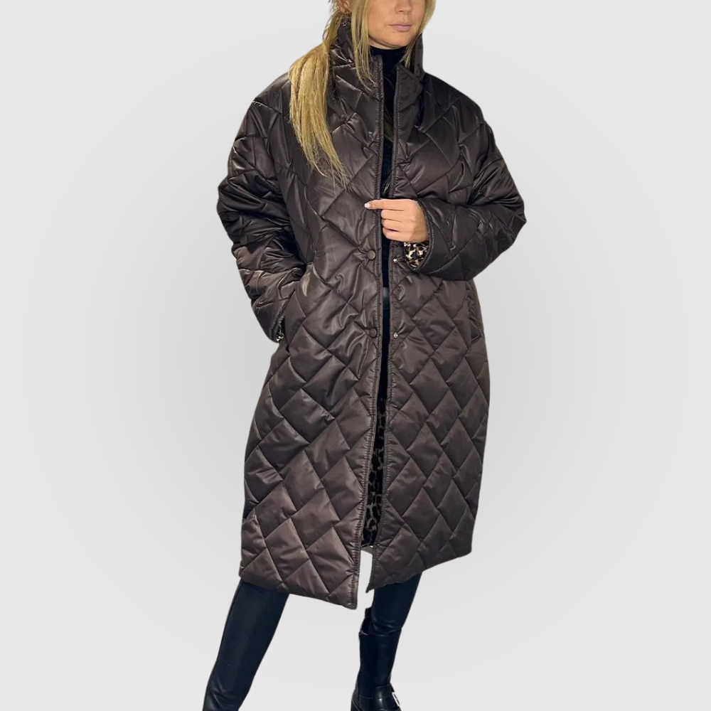Anais | Quilted Coat with Leopard Lining