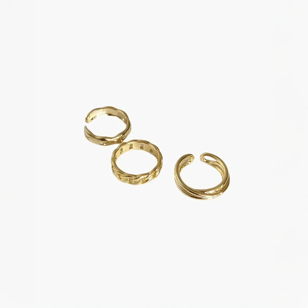 Auralie | Trio of Twisted Rings in Timeless Style