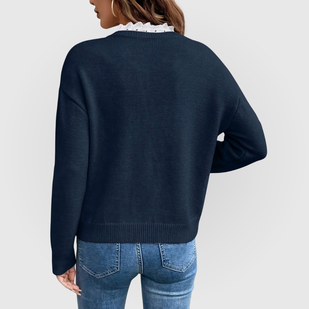 Yara | Pullover with Lace Trim and V-Neck