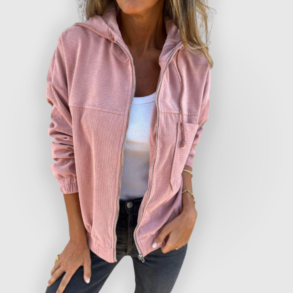 Ella | Cord Jacket with Hood and Zipper