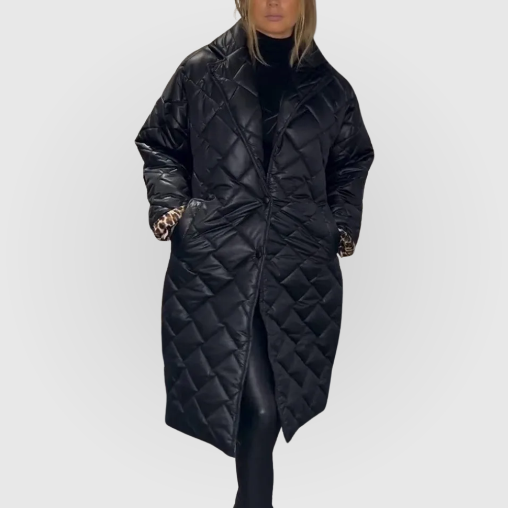 Anais | Quilted Coat with Leopard Lining