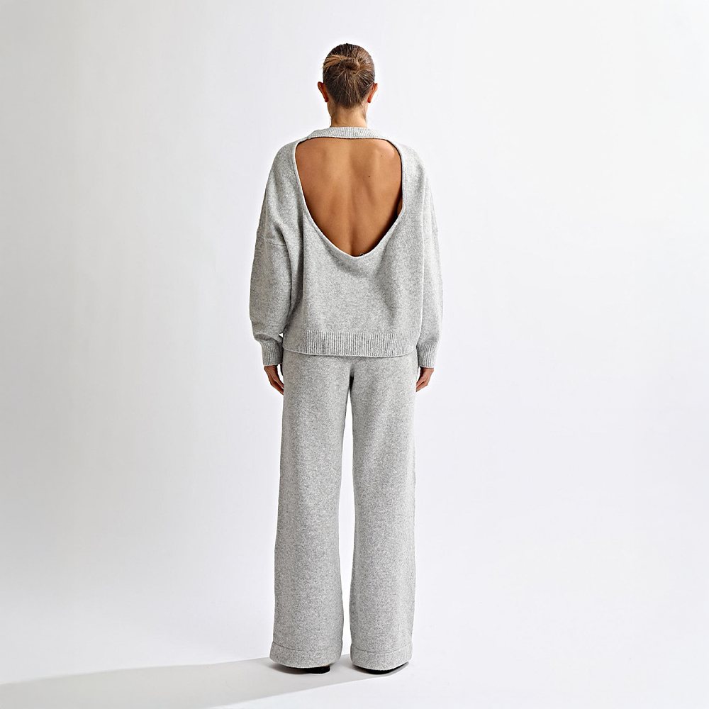 Leo | Knit Backless Jumper Grey Marl