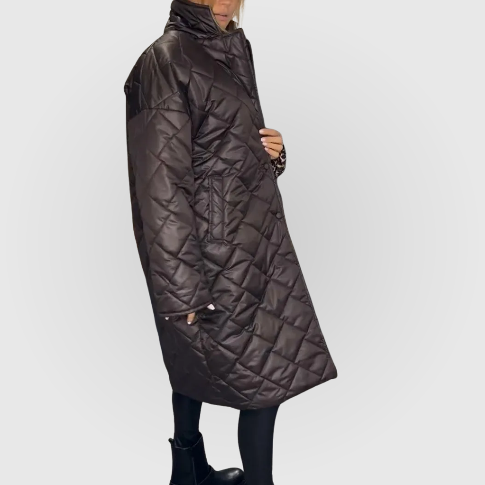 Anais | Quilted Coat with Leopard Lining