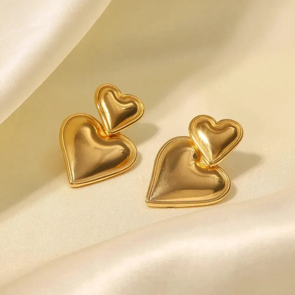 Pasélia | Romantic Double Heart Stud Earrings
