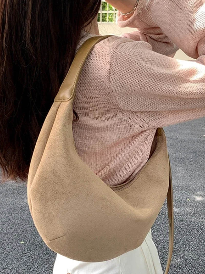 Coralie | Half-Moon Faux Suede Bag