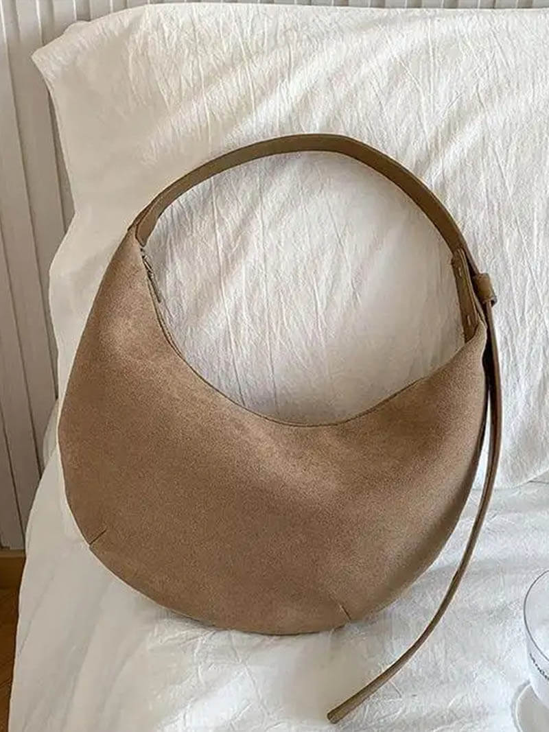 Coralie | Half-Moon Faux Suede Bag