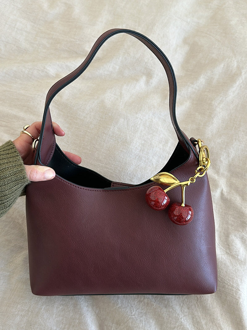 Clotilde | Faux Leather Bag with Cherry Charm
