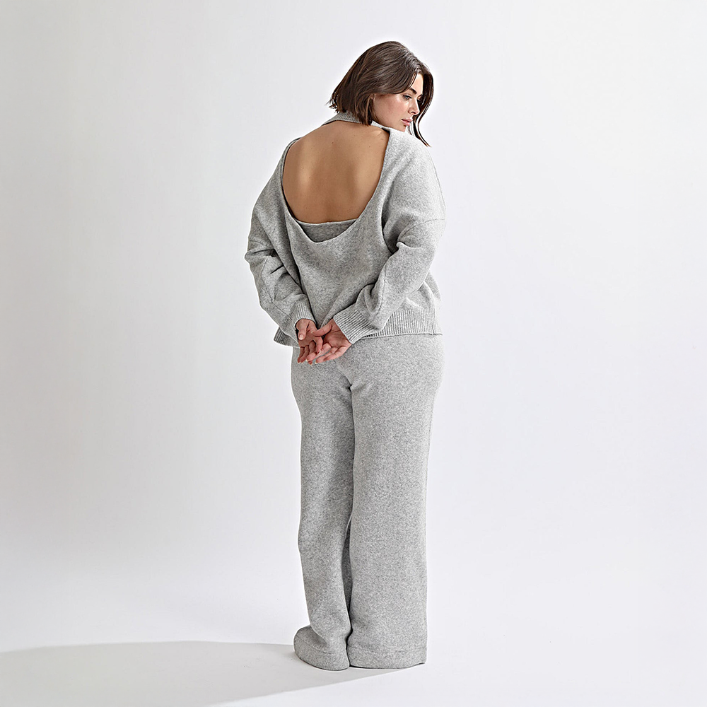 Leo | Knit Backless Jumper Grey Marl