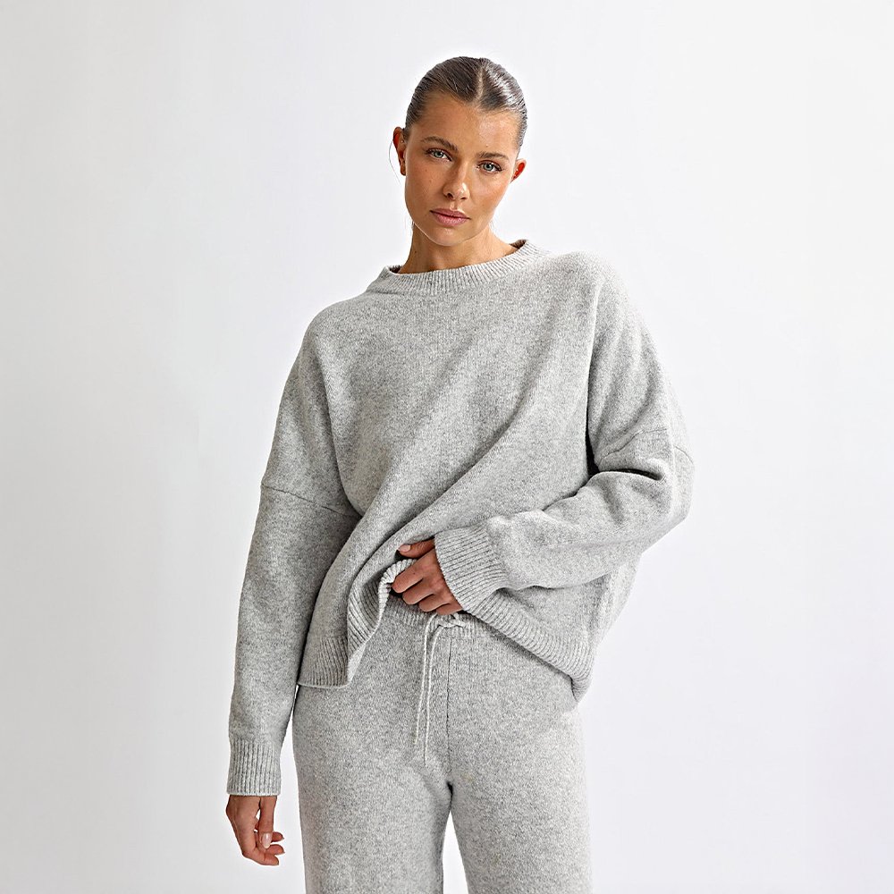 Leo | Knit Backless Jumper Grey Marl