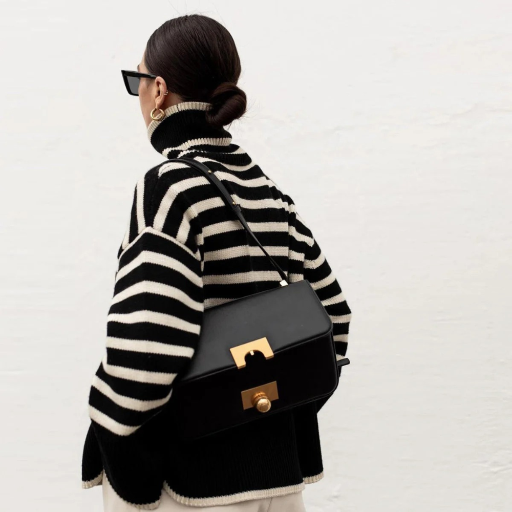 Kynesia | Oversized Striped Turtleneck Sweater