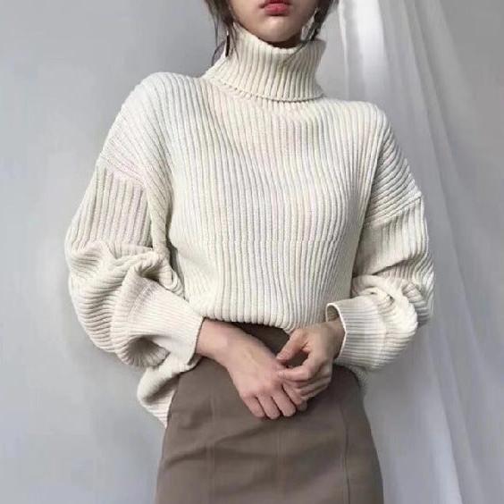 Evelyn | Luxe Roll Neck Balloon Sleeve Jumper